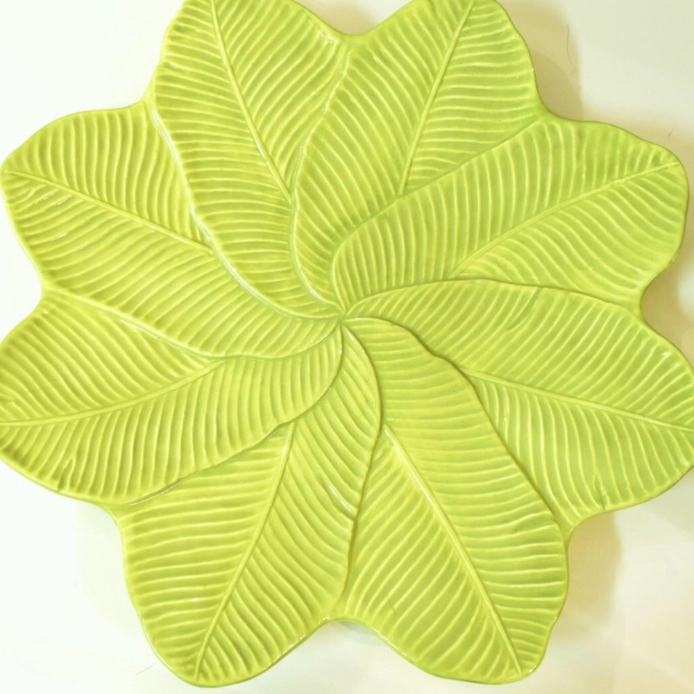 - Green Leaves Decorative Ceramic Platter